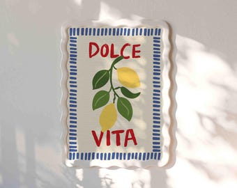 Dolce Vita Lemon Art Print, Mediterranean Kitchen Decor, Italian Summer Fruit Wall Poster