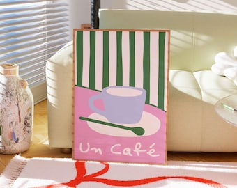 Coffee Lover Club Print, Hand-Drawn Trendy Kitchen Wall Art