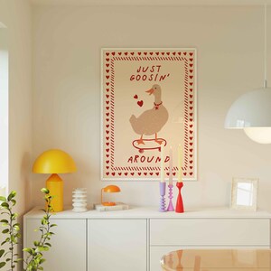 Silly Goose Skateboard Print, Trendy Retro Wall Art image 7