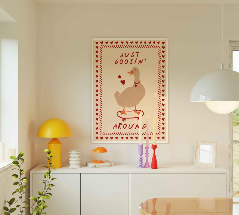 Silly Goose Skateboard Print, Trendy Retro Wall Art image 7