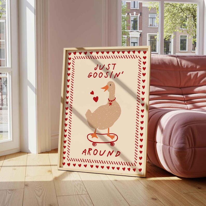 Silly Goose Skateboard Print, Trendy Retro Wall Art image 8