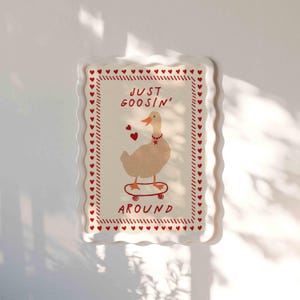 Whimsical ‘Silly Goose on the Loose’ print featuring a playful goose illustration, perfect for nursery decor, kids room wall art, or humorous animal-themed home decoration