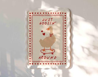Silly Goose Skateboard Print, Trendy Retro Wall Art
