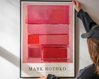 マーク・ロスコにインスパイアされた抽象画プリント、パステルピンク