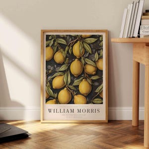 William Morris Print, William Morris Exhibition Lemons Print, Flower Posters, Large Vintage Wall Art, Lemon Art, Retro Poster, Famous Art