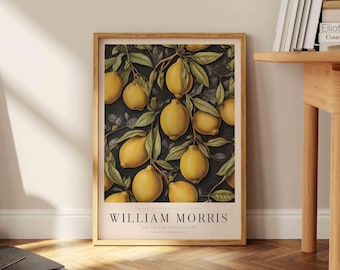 Lámina de limones de William Morris, arte mural floral vintage