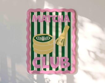 Matcha Club Art Print, Modern Abstract Kitchen Decor, Minimalist Cafe Wall Art
