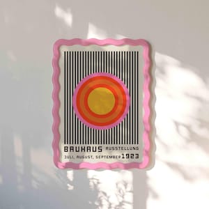 Bauhaus Exhibition Poster, Mid Century Orange Wall Art, Modern Retro Circles Print
