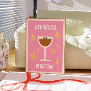 Impresión de Espresso Martini, Póster de Cóctel Pastel, Impresión de Cin Cin Dopamine, Arte Minimalista de Pared para Bar, Decoración de Primavera y Verano, Impresión de Saludos