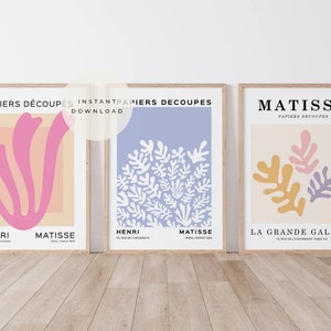 PRINTABLE Henri Matisse Colorful Print Set of 3, Set of Matisse Wall Poster, 3 Piece Mid Century Gallery Wall art set, Boho wall prints