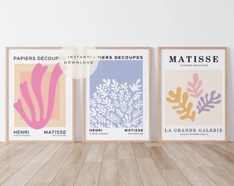 Henri Matisse Print Set of 3, Mid Century Modern Art (Digital Download)