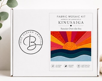 Fabric Mosaic Kit | Kinusaiga Inspired Sunrise | Beginner Friendly | Includes Fabrics and Frame