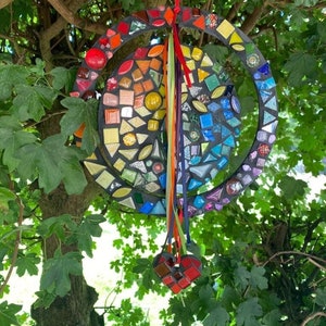 Rainbow Mobile Mosaic Kit for Adults - Stunning rainbow garden hanging decoration - requires tile nippers