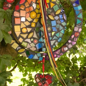 Rainbow Mobile Mosaic Kit for Adults Stunning rainbow garden hanging decoration requires tile nippers image 2