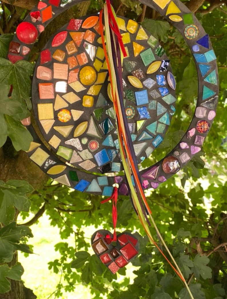 Rainbow Mobile Mosaic Kit for Adults Stunning rainbow garden hanging decoration requires tile nippers image 2