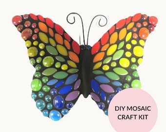 Rainbow Butterfly Mosaic Kit for Adults | Beginner Ceramic Mosaic Craft Kit | Garden Art | Creative Gift