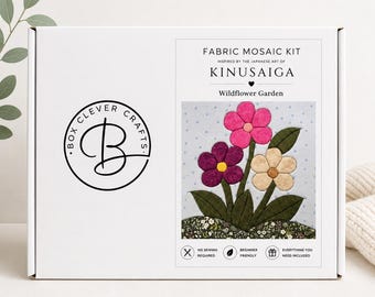 Fabric Mosaic Kit | Wildflower Garden Kinusaiga Craft | Beginner No Sew Art