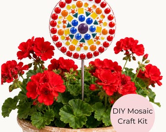 Rainbow Dot Flower Pop Mosaic Kit - DIY Garden Mosaic Craft Kit for Beginners