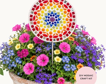 Rainbow Bloom Flower Pop Mosaic Kit - DIY Garden Mosaic Craft Kit for Beginners