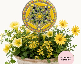 Golden Sunshine Flower Pop Garden Flower Mosaics - DIY Mosaic Craft Kit - Perfect Gift Idea