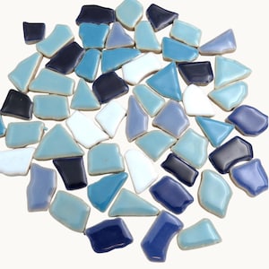 Free Dive Puzzle Mosaic Plates - Blå och vit keramikmix, oskurna bitar