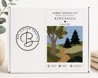 Fabric Mosaic Kit | Forest Path Kinusaiga Craft | No Sew Art (Beginner Friendly)