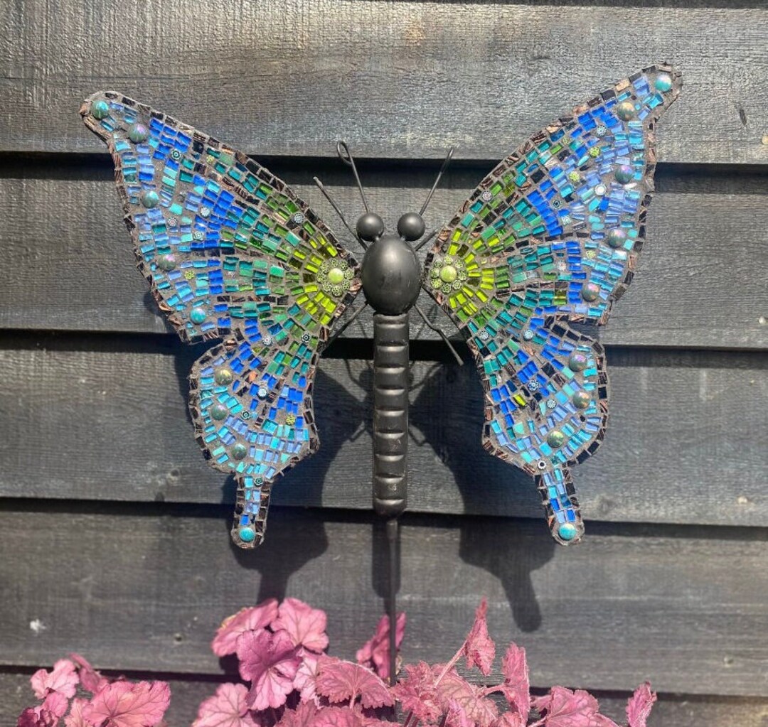 Large Garden Mosaic Butterfly Kit With Garden Stake Requires Some