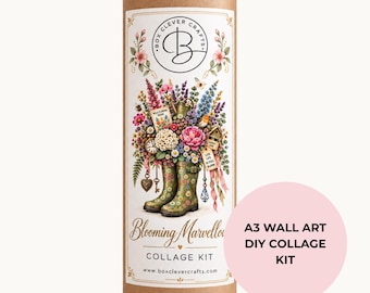 Collage Art Kit | Create Your Own Poster | Blooming Marvellous Wellington Boots | Perfect Gift Idea