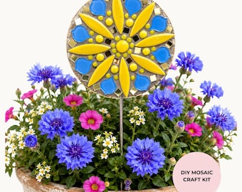 Summer Skies Flower Pop Mosaic Kit - DIY Garden Mosaic Craft Kit for Beginners