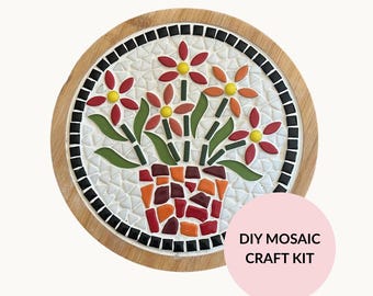 Floral Mosaic Trivet Kit | Beginner DIY Craft Project, No Cutting Required