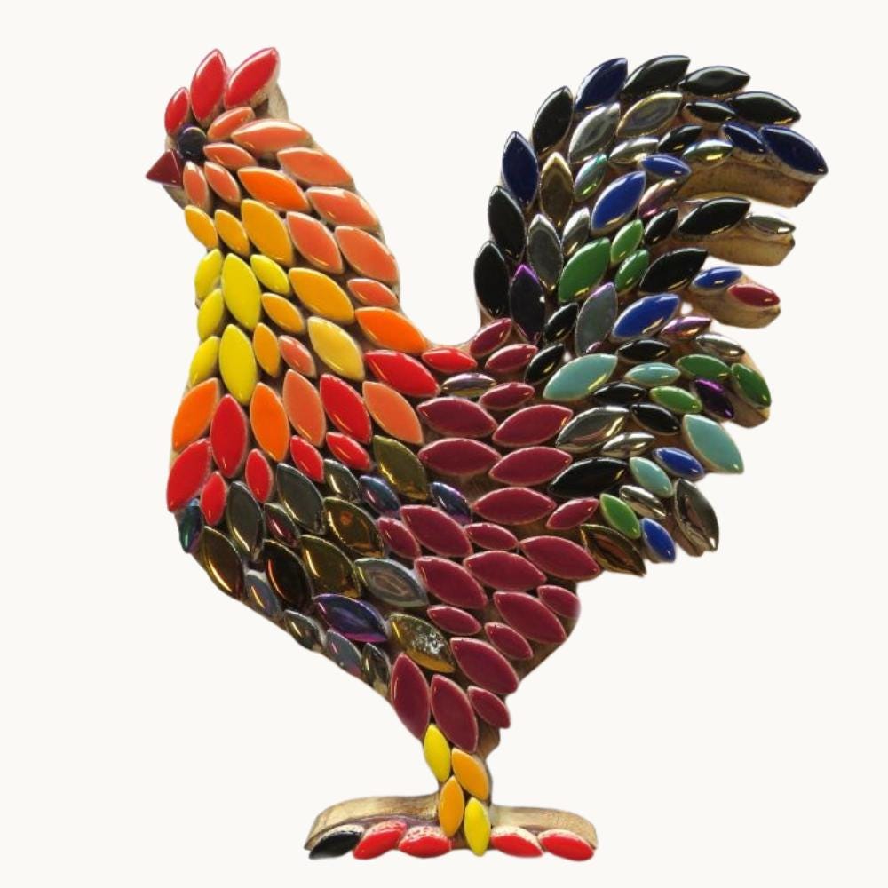 34 Recycled Crafts For Kids 9 Mosaic Rooster Kit - Beginner Friendly Craft, Recycled Wood Base,…
