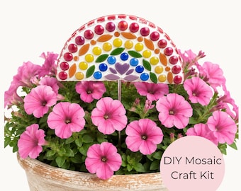 Little Rainbow Flower Pop Mosaic Kit - DIY Garden Mosaic Craft Kit for Beginners