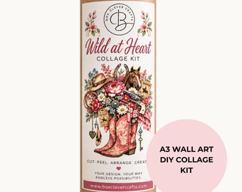Collage Art Kit | Create Your Own Poster | Wild at Heart Cowgirl Floral | Perfect Gift Idea