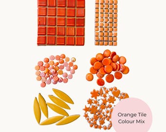 Set iniziale di tessere di mosaico arancioni - Mix di ceramica, vetro e argilla vetrificata per principianti