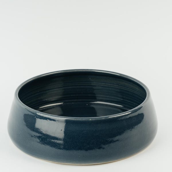 Comedero grande de gres para perros hecho a mano: azul marino, duradero.