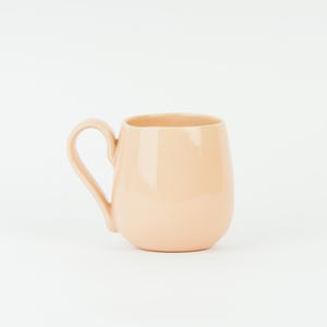 Handmade Peony Pink Ceramic Mug: Minimalist Stoneware Coffee Cup