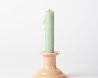 Handmade Peony Pink Ceramic Taper Candle Holder: Minimalist Boho Decor