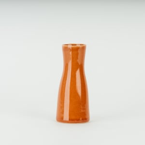 Puede incluir: Un jarrón de cerámica de color terracota con cuello estrecho y base ancha.