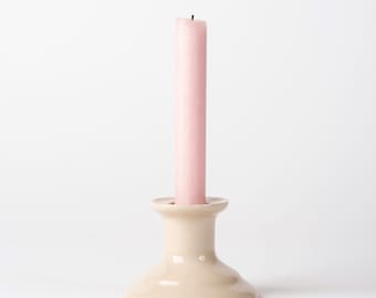 Handmade Creamy White Ceramic Taper Candle Holder: Minimalist Boho Decor