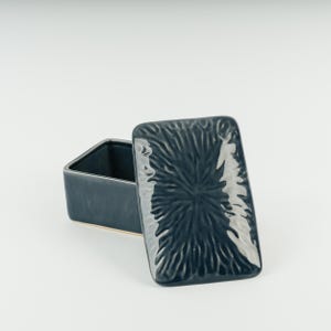 Handmade Navy Blue Ceramic Butter Dish: Rustic Stoneware Butter Keeper