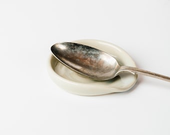 Handmade Ceramic Spoon Rest: Powder Blue Glazed Stoneware Pottery