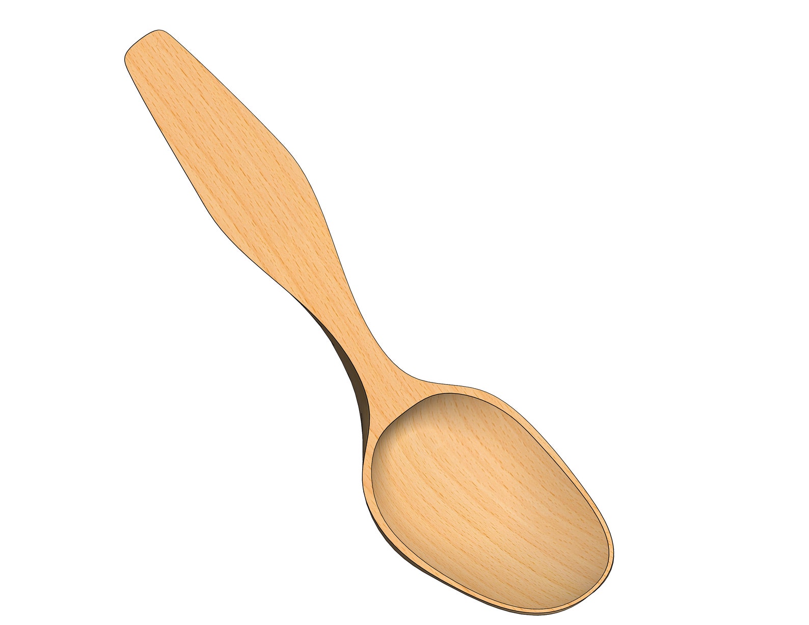 Wooden Spoon Template, Wood Carving Template, File for 3D Print and CNC