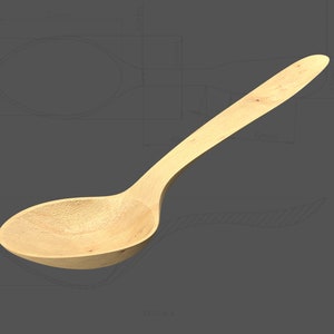 May include: A wooden spoon with a long handle and a wide, shallow bowl. The spoon is made of light-colored wood and has a natural, unfinished look.