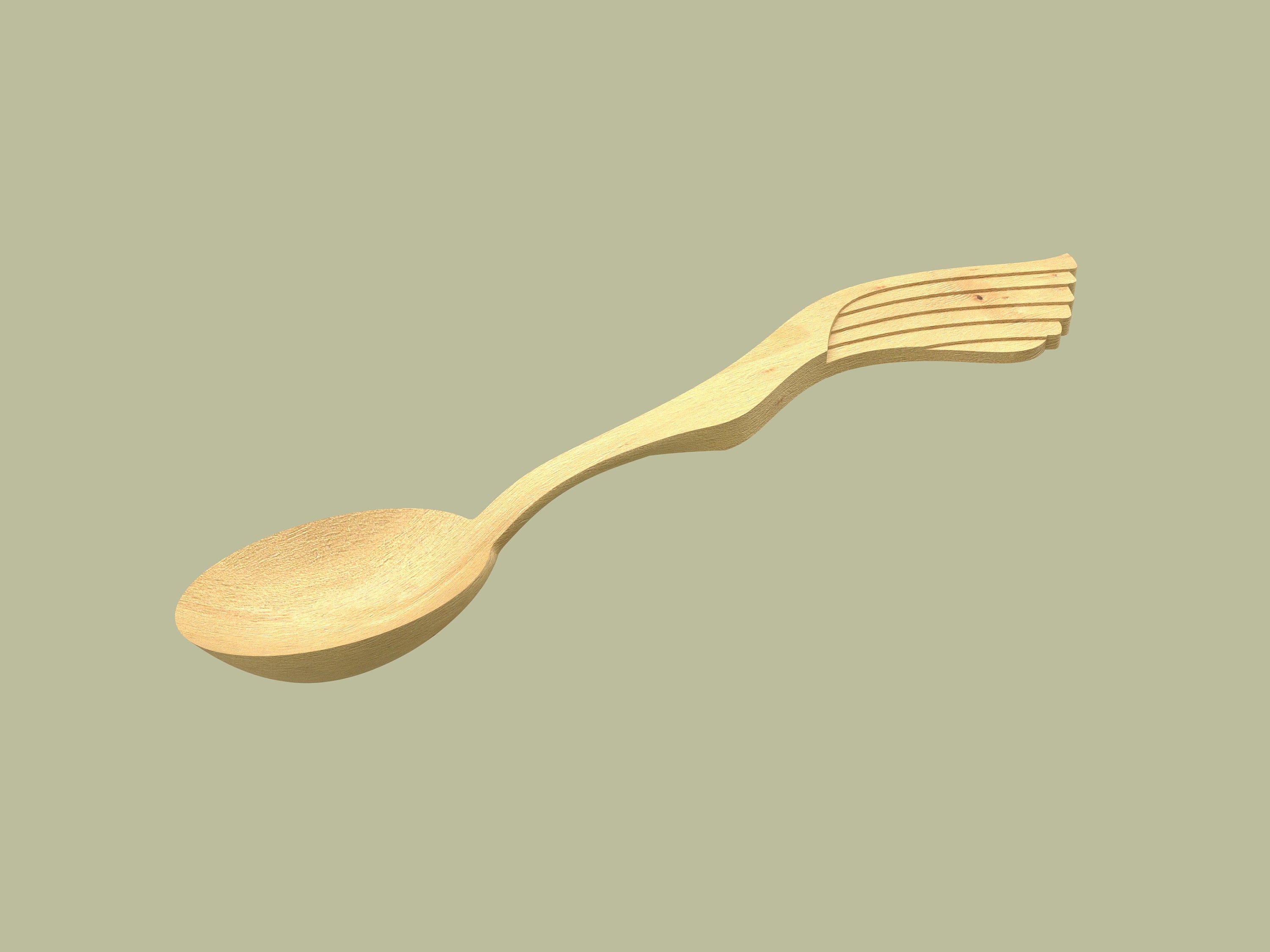 Wooden Spoon Template, Wood Carving Template, File for 3D Print and CNC