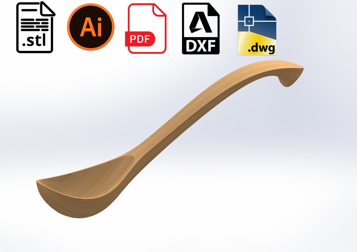 Wooden Spoon Template, Wood Carving Template, File for 3D Print and CNC ...