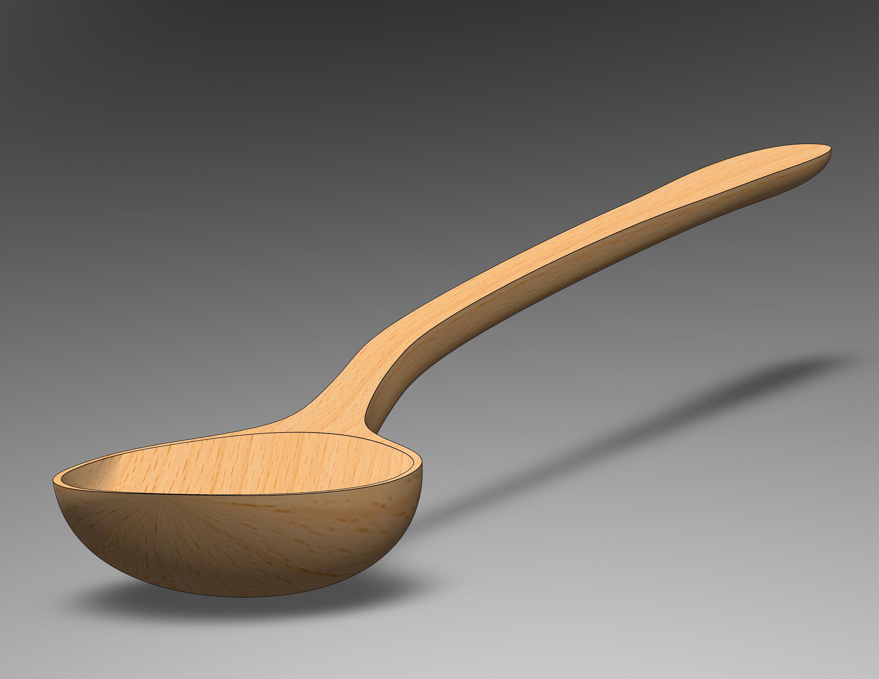 Wooden Spoon Template, Wood Carving Template, File for 3D Print and CNC