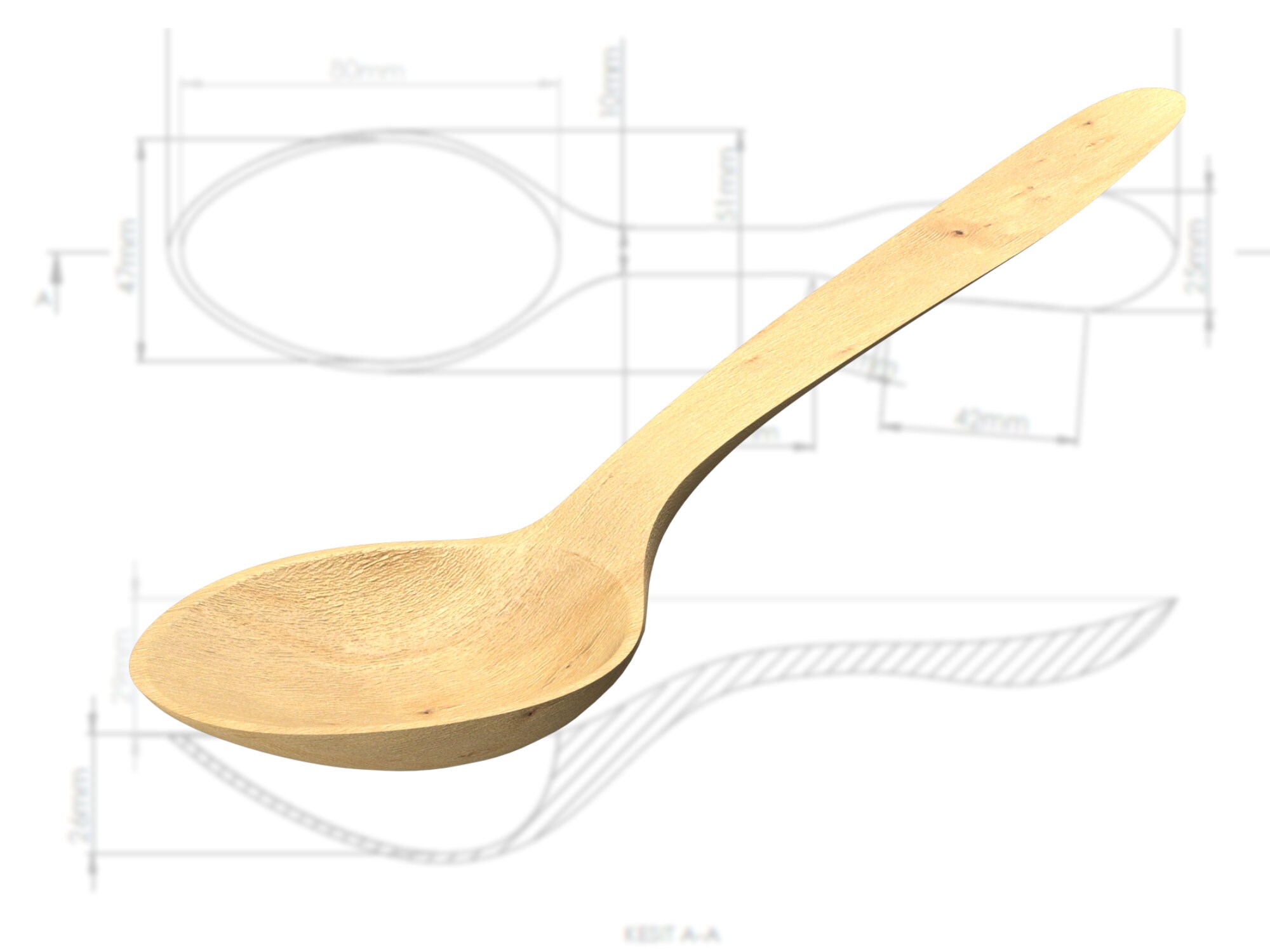 Wooden Spoon Template, Wood Carving Template, File for 3D Print and CNC ...