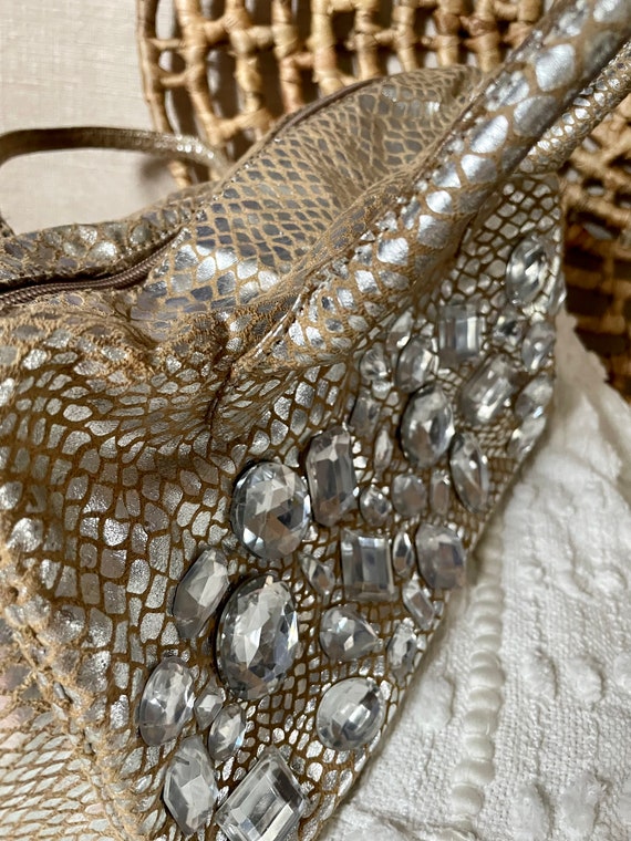 Vintage Y2K Faux Reptile With Chunky Rhinestones … - image 2