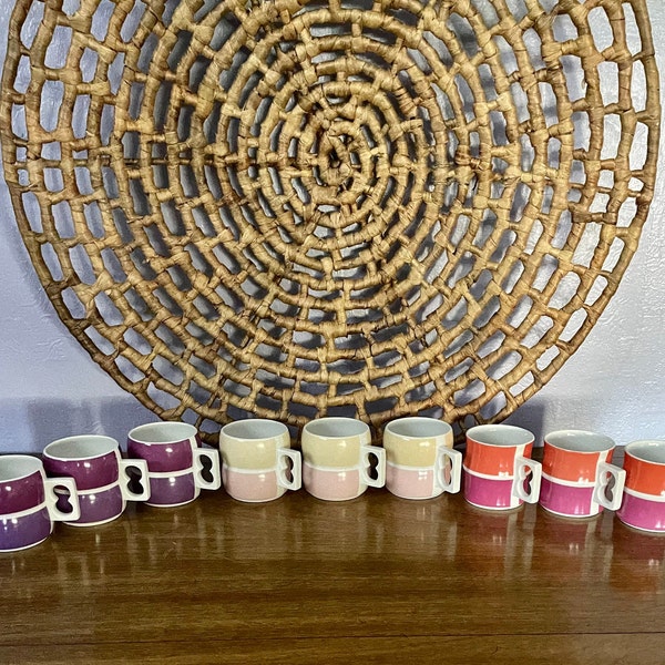 Block Chromatics Red Lavender Coffee Cups/Mugs/Rare 1970s Block Chromatics Mugs 43738 43940 44142 44344/Each Sold Separately