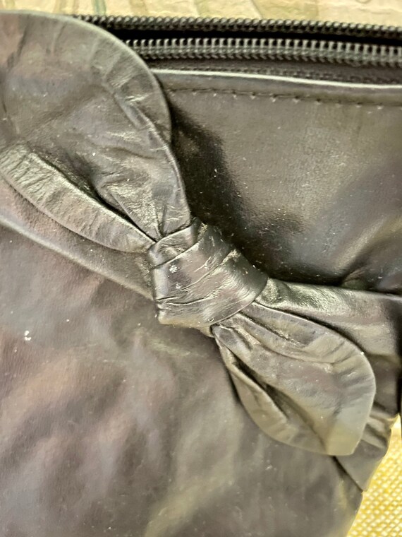 Vintage 1980s Wristlet/Clutch Black Leather with … - image 8